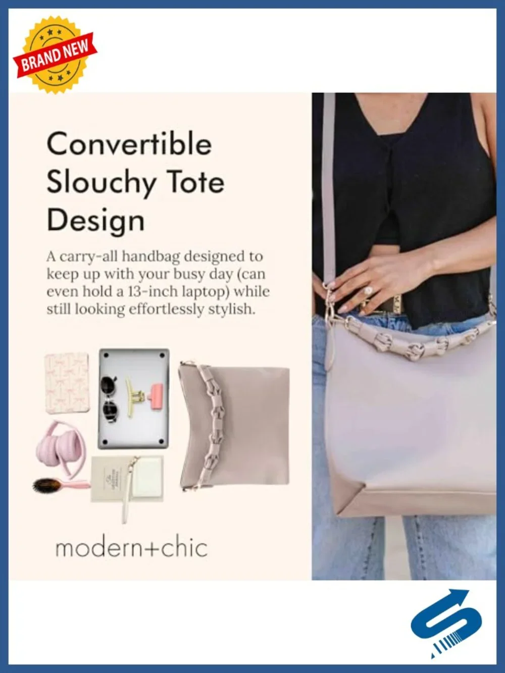 Slouchy Vegan Leather Tote Crossbody Bag Handbag